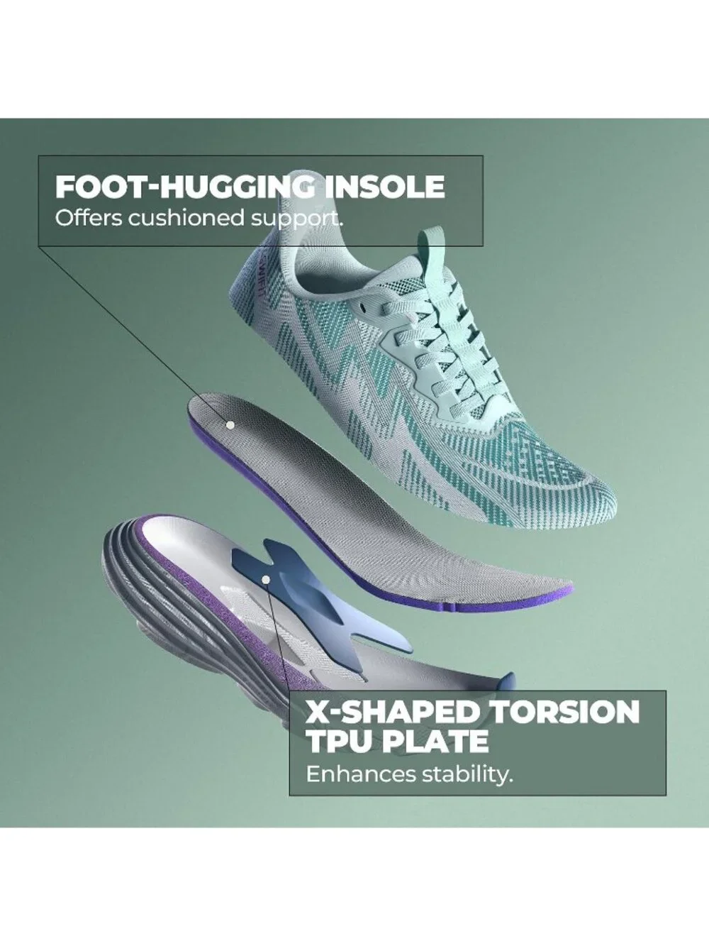 Women's Green Walking Shoes Slip On Pull On Round Toe Athletic Tennis Sneakers